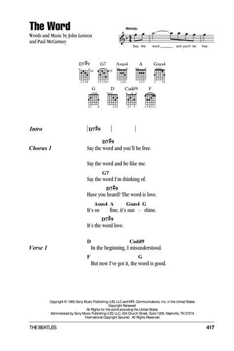 The Word by The Beatles - Guitar Chords/Lyrics - Guitar Instructor