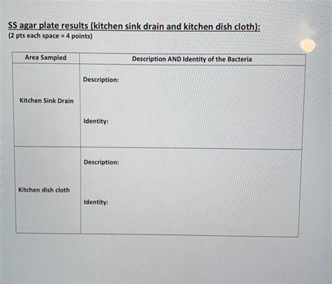 (Solved) - Nutrient Agar Plate Results (Kitchen Counter And Kitchen ...