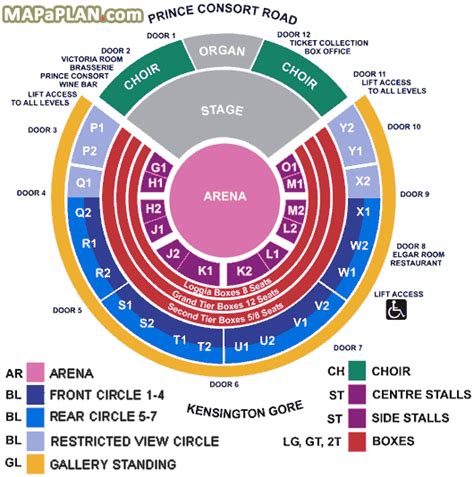 Royal Albert Hall detailed seat numbers seating plan - MapaPlan.com