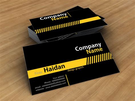 Kartu Nama CDR Black Yellow Stip Business Card Template CorelDRAW Free ...