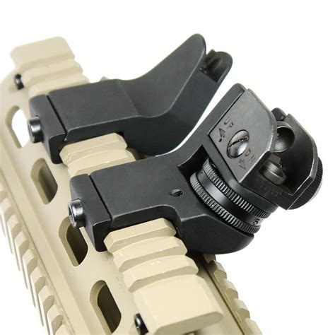 Tactical BUIS M4 AR15 AR 15 Front Rear Sight flip up 45 Degree Rapid Transition Backup Iron ...