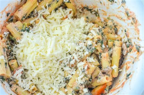 Baked Ziti Casserole with Mushrooms and Spinach Recipe