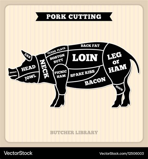 Pork pig meat cutting vintage chart cuts Vector Image