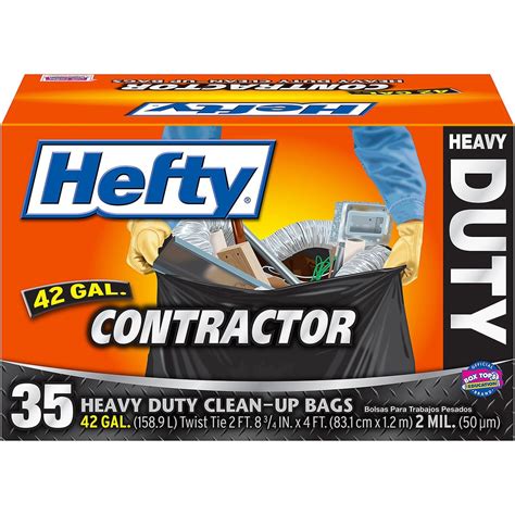 Hefty Heavy Duty Contractor Trash Bag, 42 Gallon, 35 Count - Walmart.com