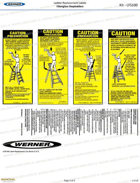 Werner LFS100 Safety Labels Fiberglass Step Ladders - Industrial Ladder & Supply Co., Inc.