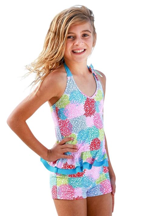 Girls Frill Tankini Set-Boyleg Shorts