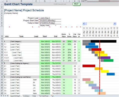 Excel Project Management Template With Gantt Schedule Creation – task list templates