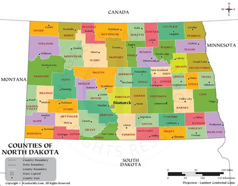 North Dakota County Map