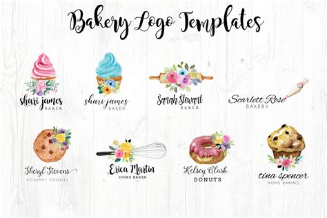 Bakery Logo Templates, Whisk, Cupcake, Rolling Pin, Cookie (572414 ...