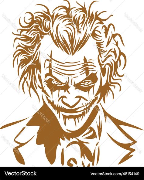 Super villain joker printable stencil art Vector Image