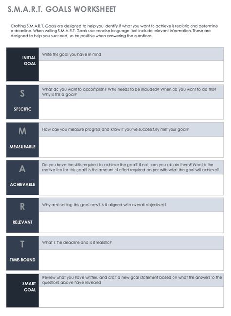 Smart Goal Sheet Template | DocTemplates