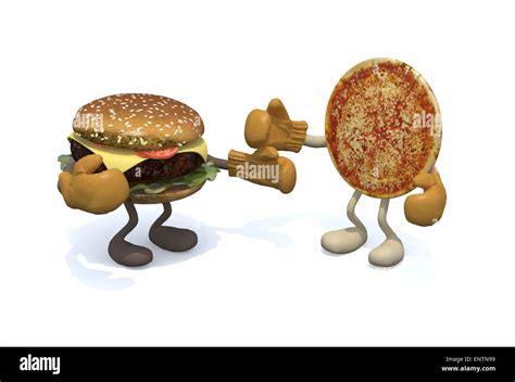 hamburger vs pizza, 3d illustration Stock Photo - Alamy