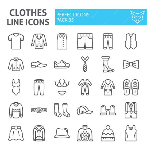 Premium Vector | Clothes line icon set, clothing collection