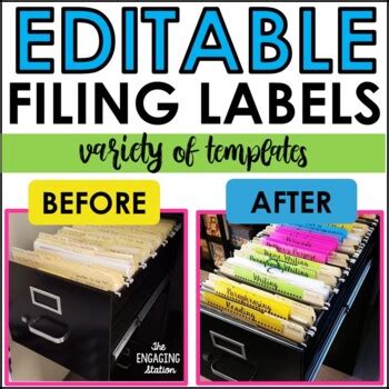 Editable Filing Cabinet Labels/Strips by The Engaging Station | TPT