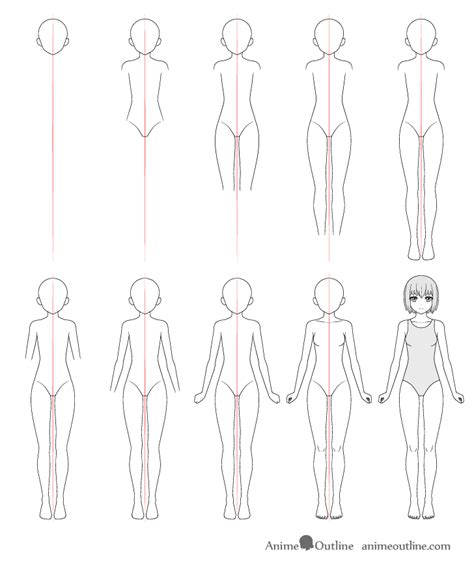 How to Draw Anime Girl Body Step by Step Tutorial - AnimeOutline