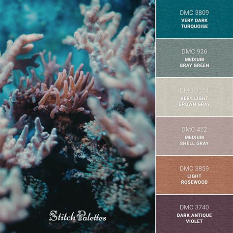 Coral Reef Colors - Embroidery Color Palette (With Thread Codes)