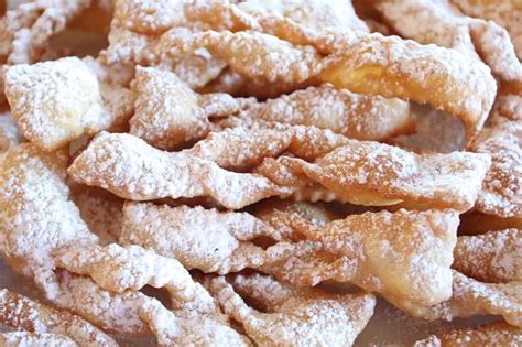 italian fried cookies with powdered sugar