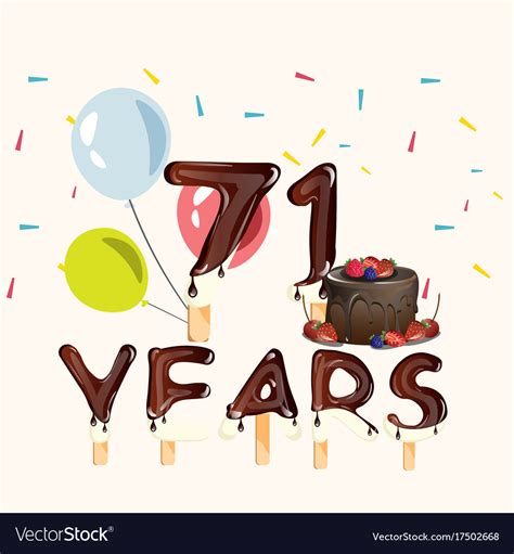 71 years happy birthday card Royalty Free Vector Image