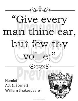 Hamlet Quotes Posters by Sweetie's | TPT