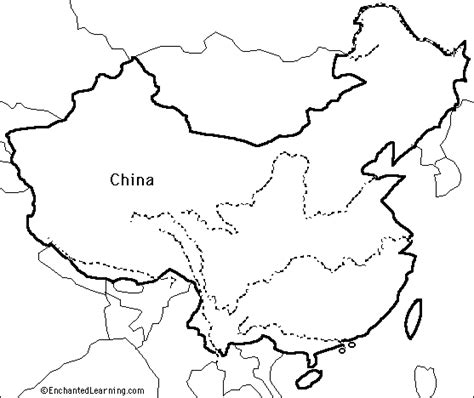 Outline Map of China with Capital and Borders