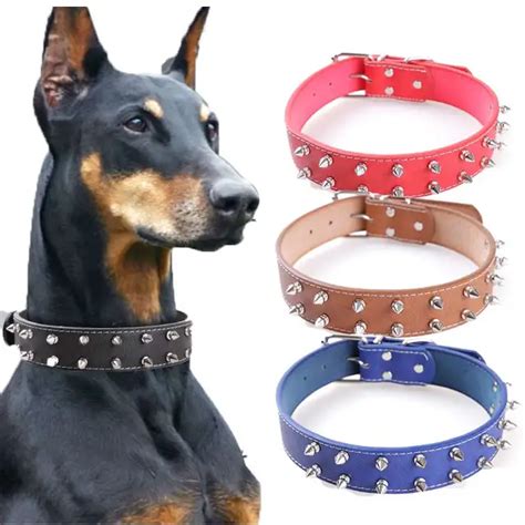 Big Dog Collar Spike Genuine Leather Dog Collars German Shepherd Dog Collars Neck Collar Spikes ...