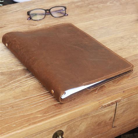 Leather 3 Ring Binder Business Portfolio Folders with Pockets - Brown - Extra Studio