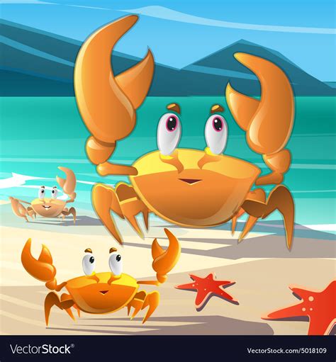 A cartoon crabs at the seashore Royalty Free Vector Image