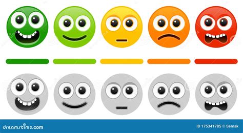 Emoji Rating System Vector Isolated. Smiley Face Icon Collection ...