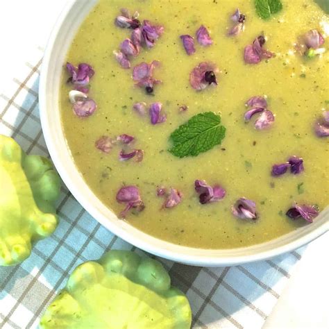 Patty Pan Squash Mint Soup with Orange and Hyacinth - PepperOnPizza