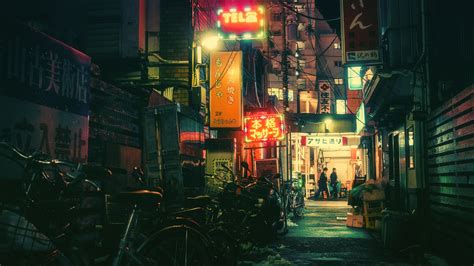 Japanese, Tokyo, Neon light, Bicycle Wallpapers HD / Desktop and Mobile Backgrounds