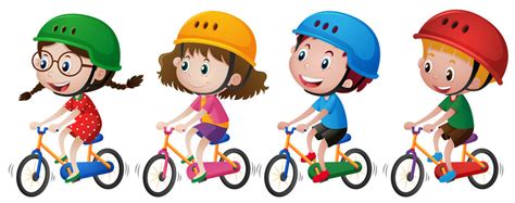 Kids Riding Bikes Cartoon