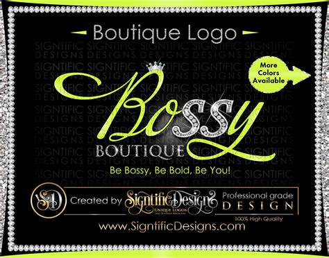 Boutique Logo, Diamond Logo, Bling Logo Design, Crown Logo, Lime Green Logo, Boutique Brand ...