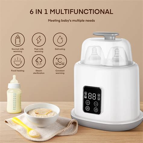 Baby Bottle Warmer, 6-in-1 Fast Milk Warmer with Timer, Accurate Temperature Control, Dual ...