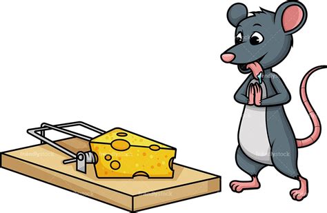 Mouse Standing Near Trap Cartoon Clipart Vector - FriendlyStock