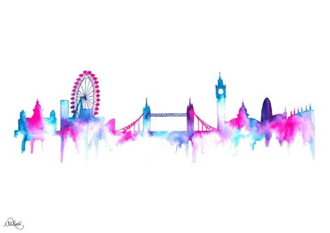 London Skyline Watercolor Silhouette by CoconuTacha on Etsy