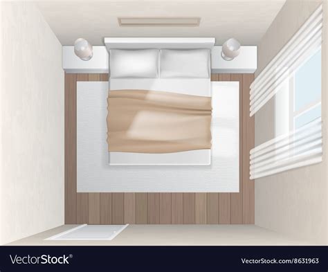 Top view bedroom with beige walls Royalty Free Vector Image