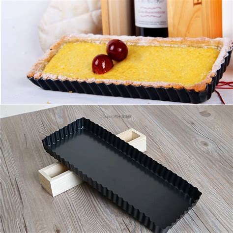 Fluted Pie Tart Pan Mold Baking Removable Bottom Nonstick Quiche Tool Rectangle-in Baking ...