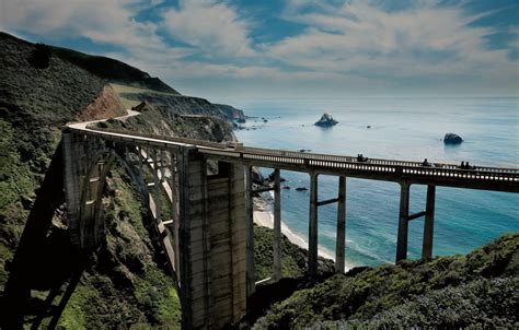 Wallpaper sea, water, bridge, the ocean, height, bridge, California, big sur, Clifornia, big sur ...