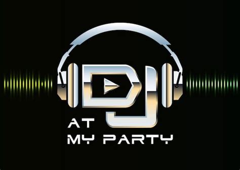 Dj at My Party Logo with Headphones and Sound Waves