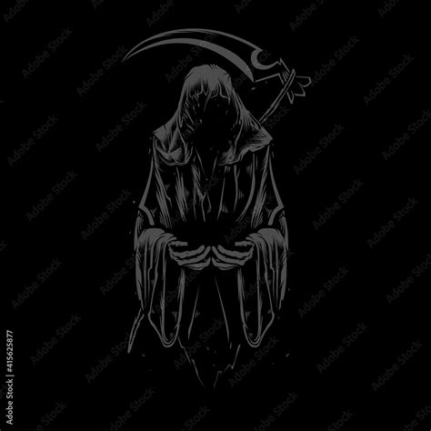 Detailed grim reaper illustration and tshirt design Stock Vector | Adobe Stock