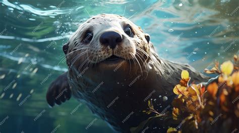 Premium AI Image | Anthropomorphic otter marine digital art illustration