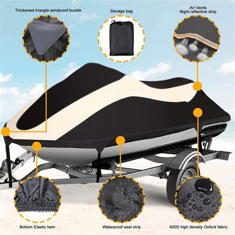 Jet Ski Covers - Waterproof / Fade Resistant / 3 Thickened Buckles ...