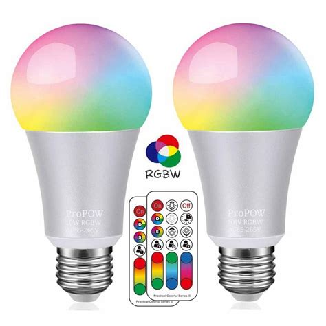 A19 10W RGBW Color Changing Light Bulbs with Remote Control (RGB+Soft ...