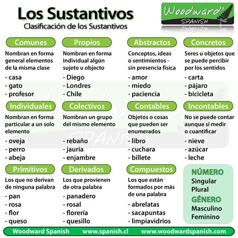 Clasificación de los Sustantivos | Woodward Spanish