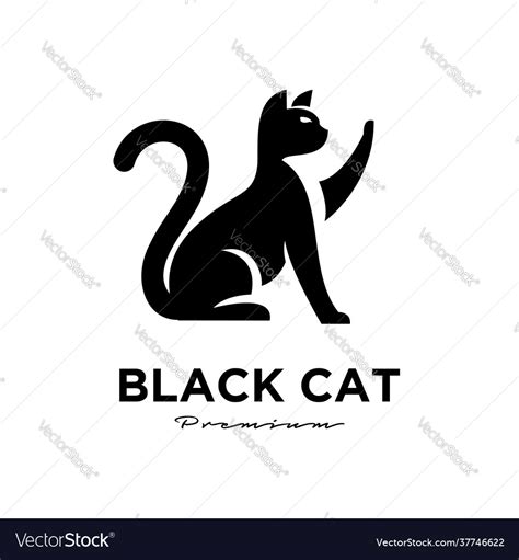 Black cat simple logo design Royalty Free Vector Image