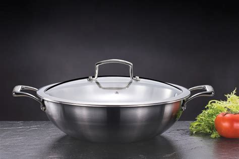 Stainless Steel Wok with Lid | Healux Super Chef Triply 28cm - 4L