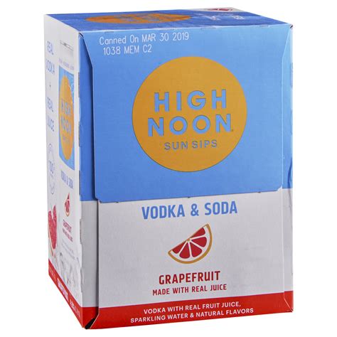 High Noon Grapefruit Vodka Soda 4pk 12 oz Cans - Applejack