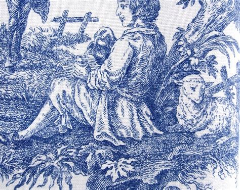 Country Life Waverly Toile Fabric Blue and White - Etsy