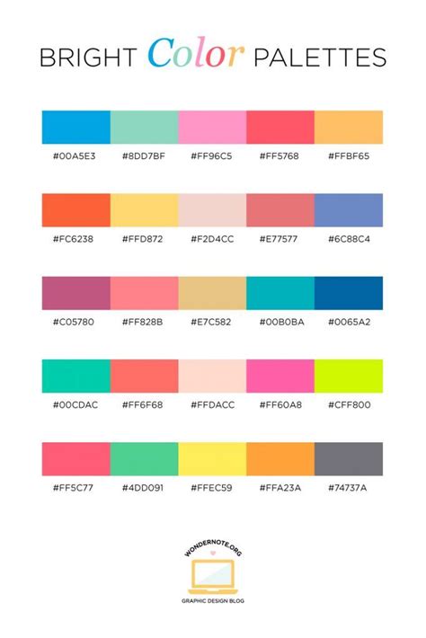 Color Palettes for Web, Digital, Blog Graphic Design with Hexadecimal ...