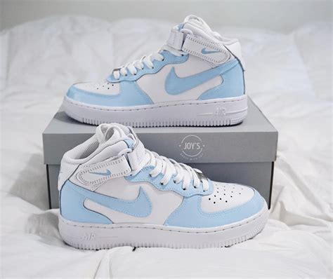 Light Baby Blue Custom Nike Air Force 1 Mid & High Sneakers | Etsy